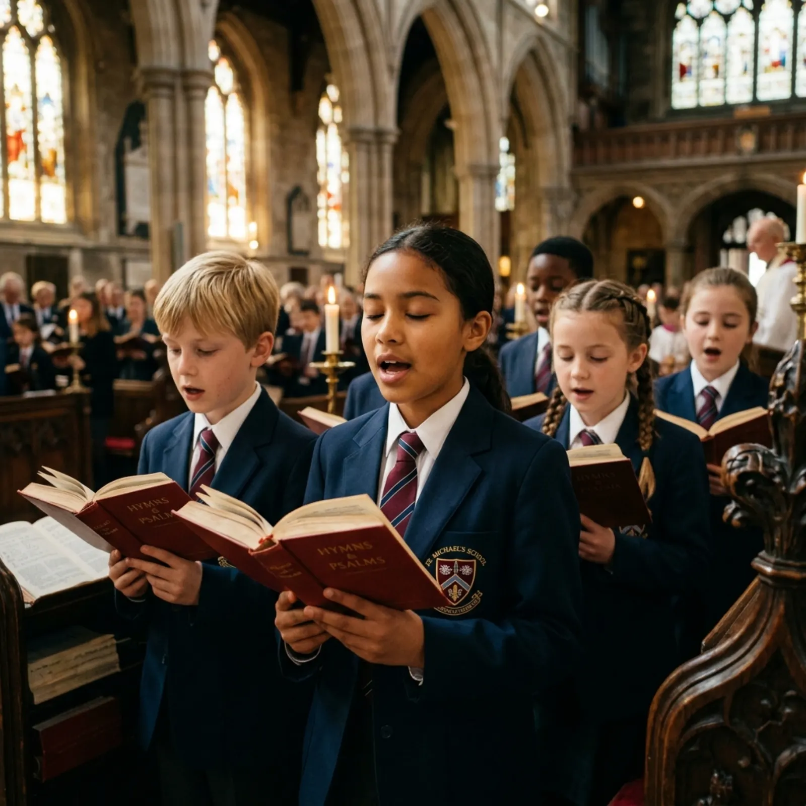 Young choristers singing together