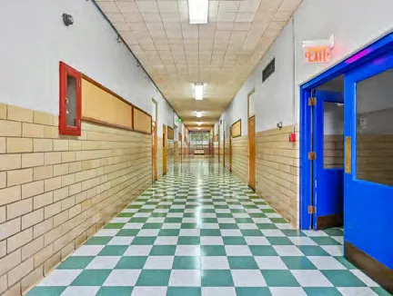 Original tiled hallways